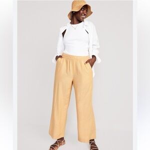 Old Navy High-Waisted Linen-Blend Wide-Leg Pants yellow-orange, large